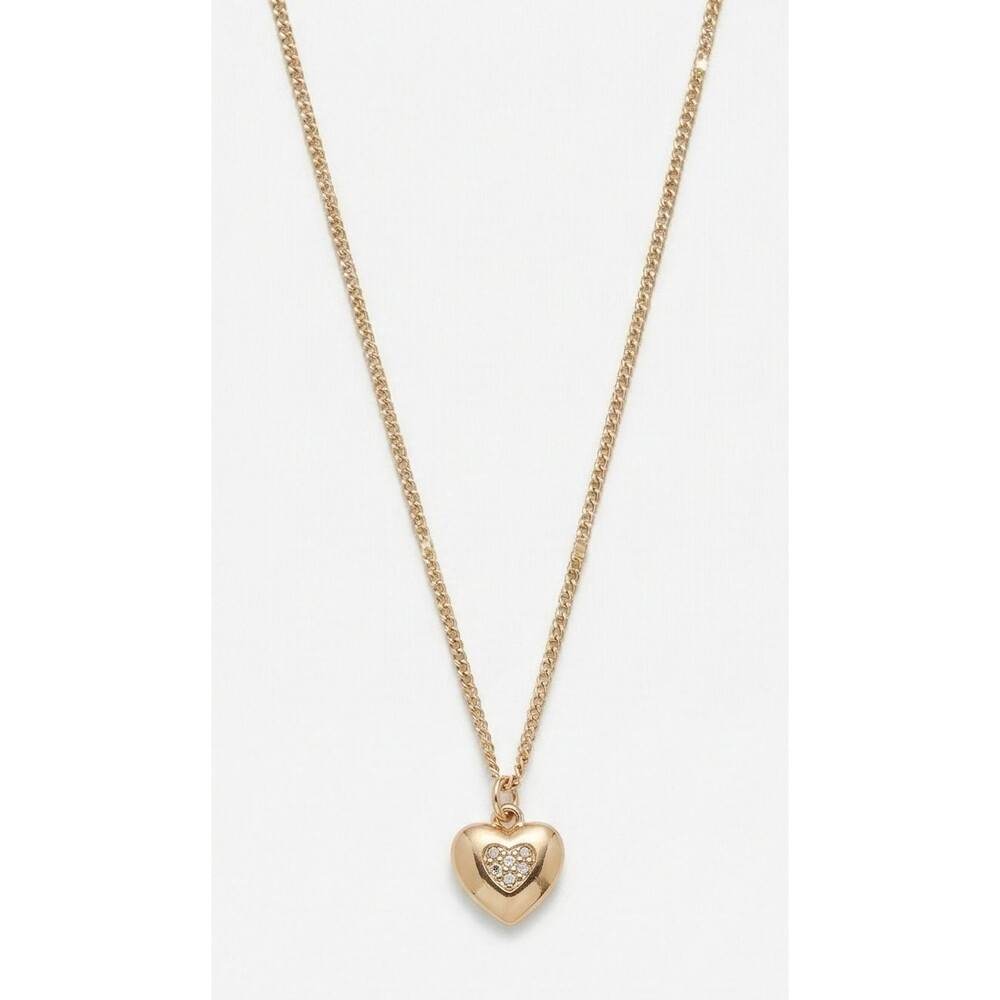Nordstrom Gold Tone Heart Necklace Crystal Cluster Singapore Chain 16" Dainty